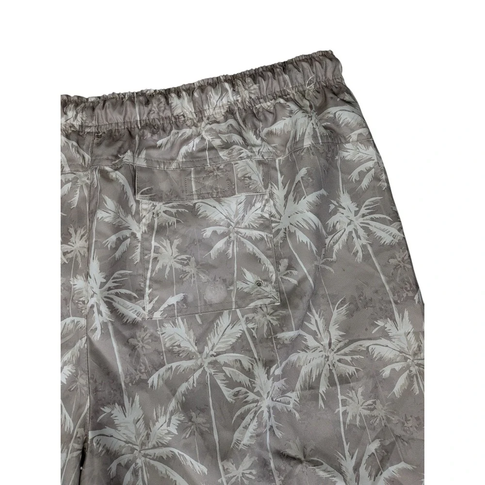 DSG Mens 2XL Rec Short Relaxed Fit 6 Inseam Palm Tree Print Tan White NWT